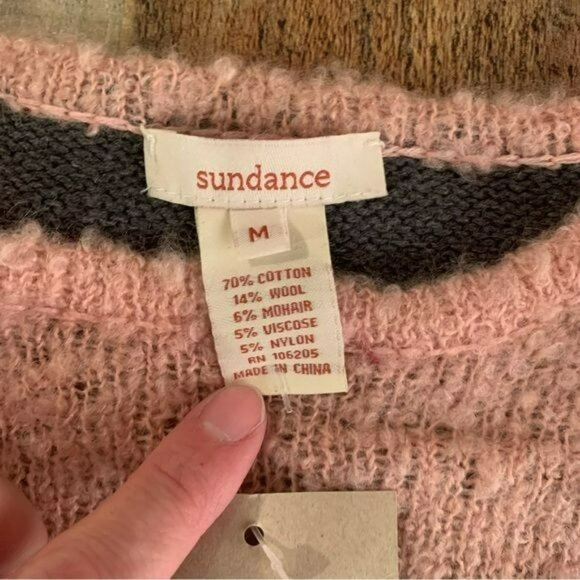 Sundance womens pink and gray asymmetrical long sleeve crew neck sweater -M - Picture 5 of 7